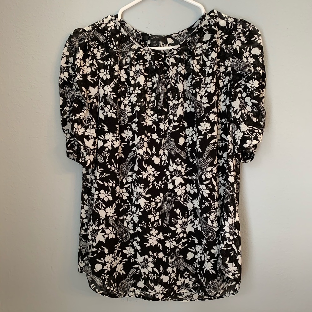 J. Crew Top in Floral Bird Print